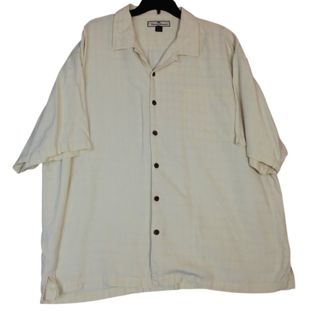 Tommy Bahama Men's Short Sleeve 2XL Silk Cream‎ Button Down Shirt